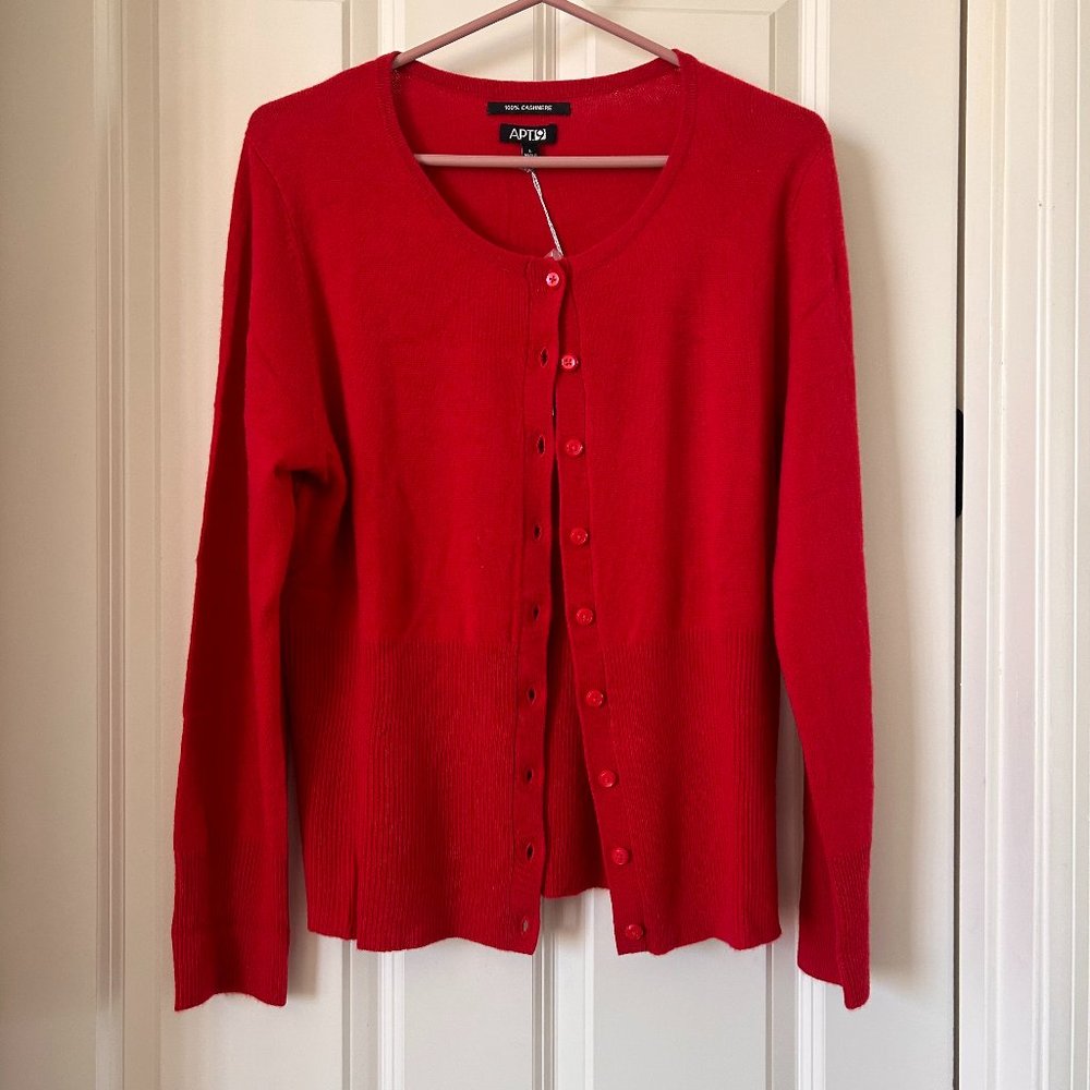 NWT APT9 cashmere red cardigan size L